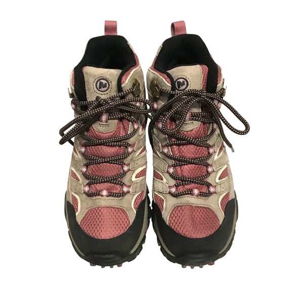 Merrell Womens Boulder Blush Hiking Boots Size 8 US/38.5 EU Vibram Soles Suede & - Picture 2 of 11